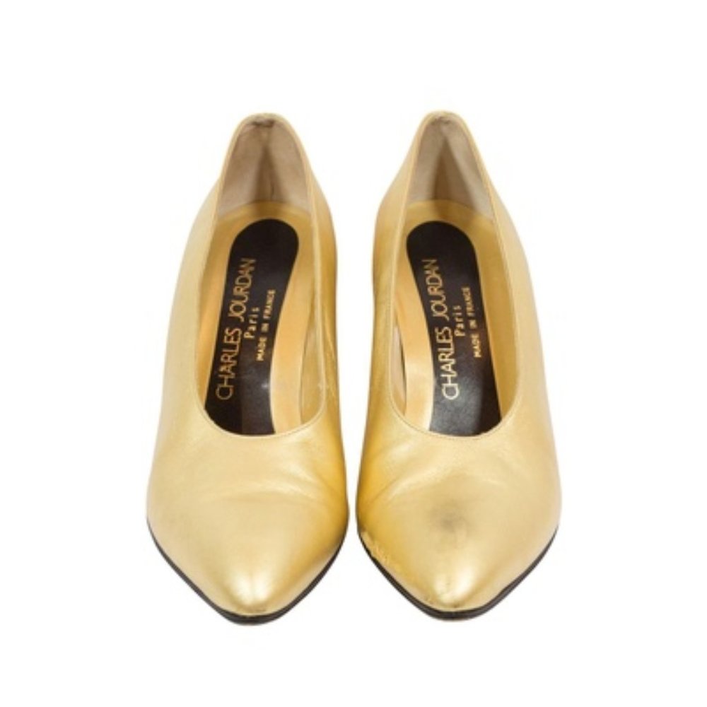 Vintage Charles Jourdan Gold Metallic Heels